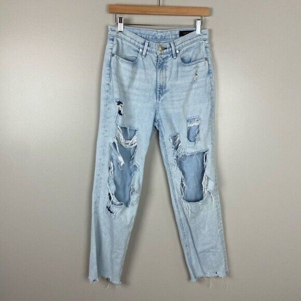 rag & bone Light Wash Distressed Straight Leg Jeans